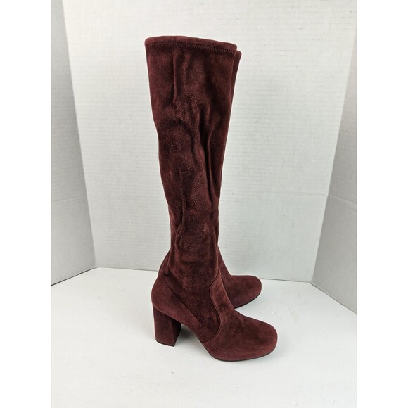 Prada Leather Suede Knee High Heeled Boots Size 36.5 - Picture 8 of 12